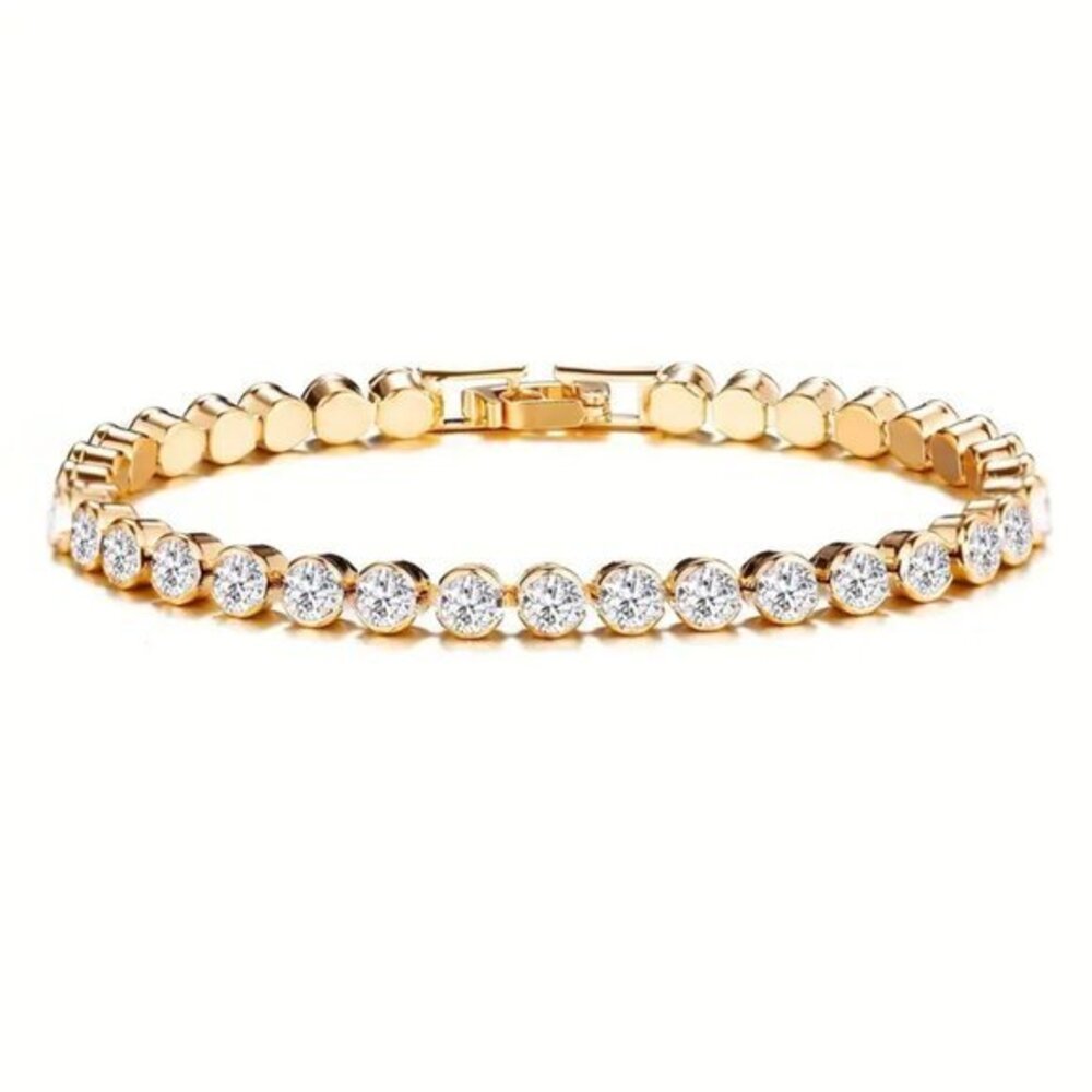 4mm New Gold plated Tennis Bracelet 7” inches